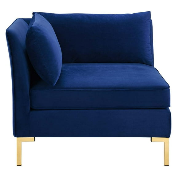 Ardent Performance Velvet Sectional Sofa Corner Chair Navy