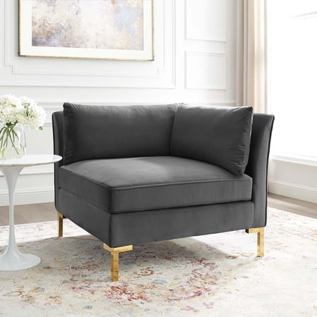 Ardent Performance Velvet Sectional Sofa Corner Chair Navy