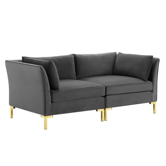 Modway Ardent Performance Velvet Loveseat in Gray