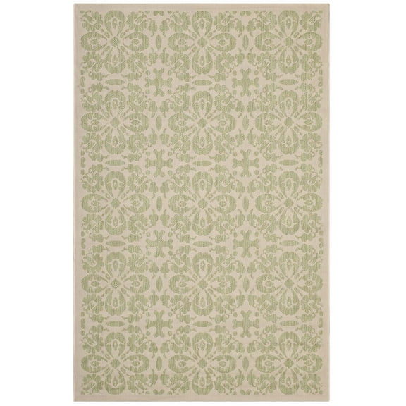 Modway Ariana Vintage Floral Trellis 8x10 Indoor and Outdoor Area Rug in Light Green and Beige