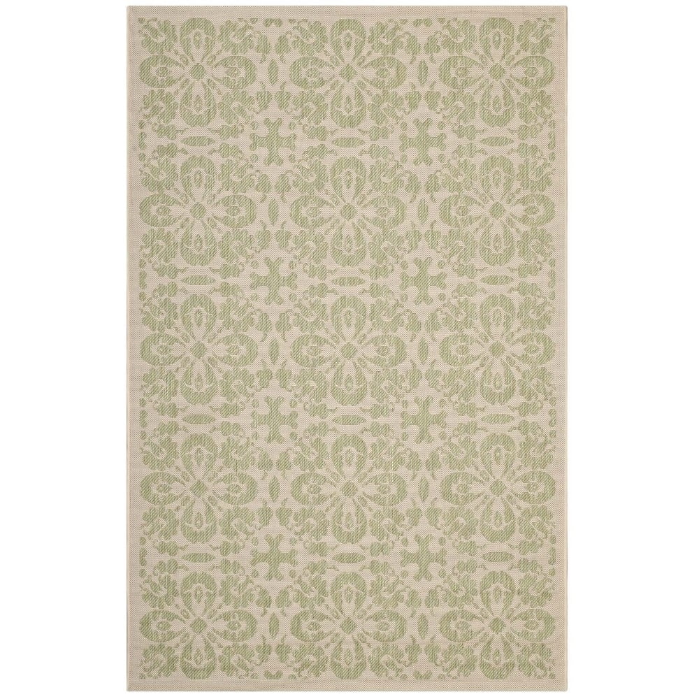 Ariana Light Green and Beige Floral 8' x 10' Synthetic Rug