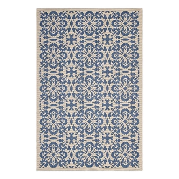 Modway Ariana 108x143.5" Floral Trellis Polypropylene Area Rug in Blue/Beige