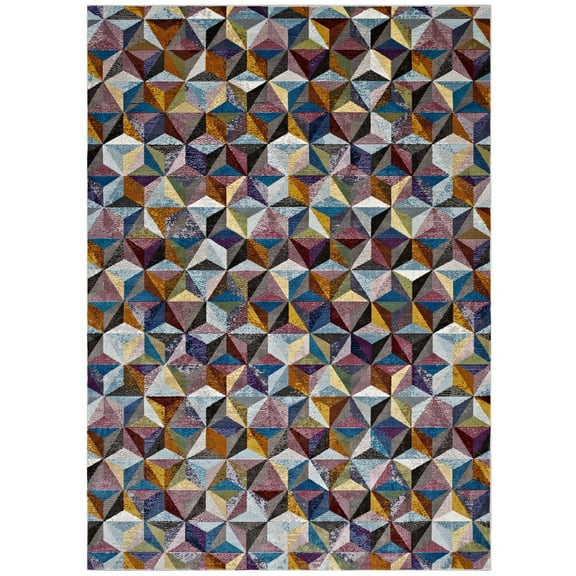 Modway Arisa Geometric Hexagon Mosaic 4x6 Area Rug in Multicolored