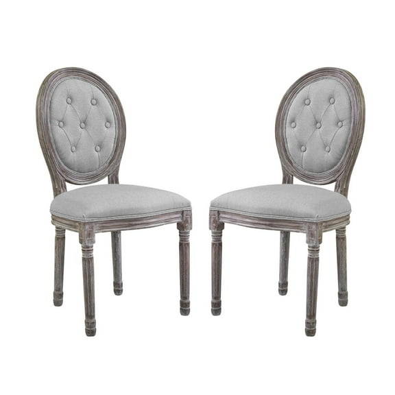 Modway Arise 19.5" Fabric & Wood Dining Side Chair in Light Gray (Set of 2)