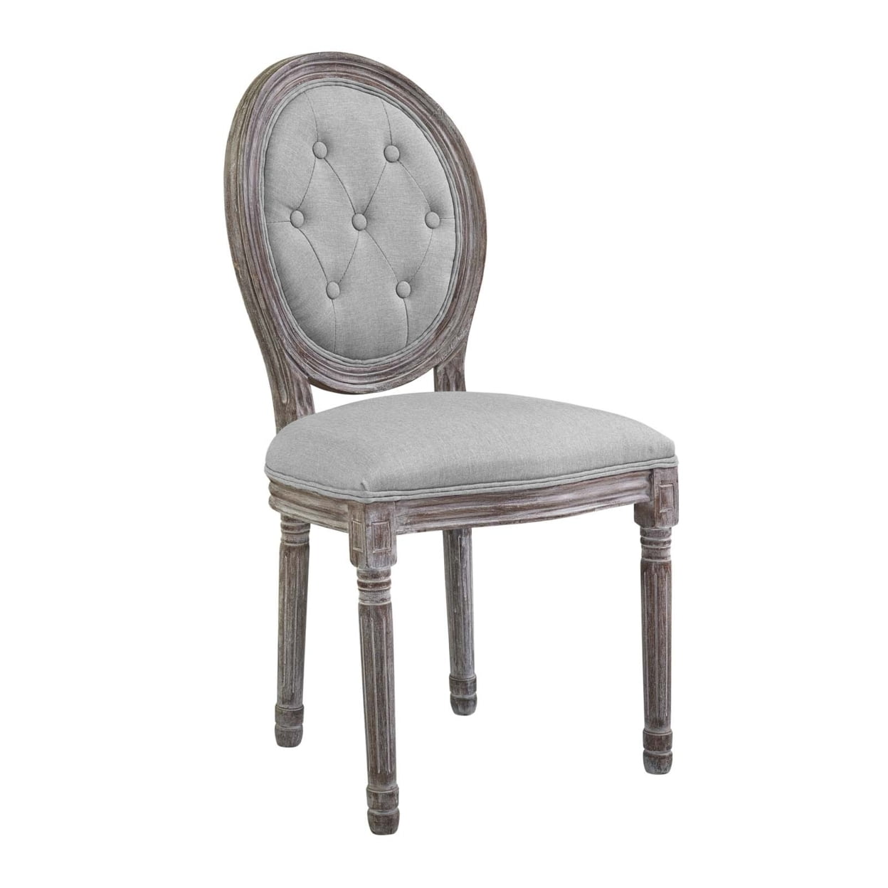 Arise Vintage French Upholstered Gray Wood Side Chair