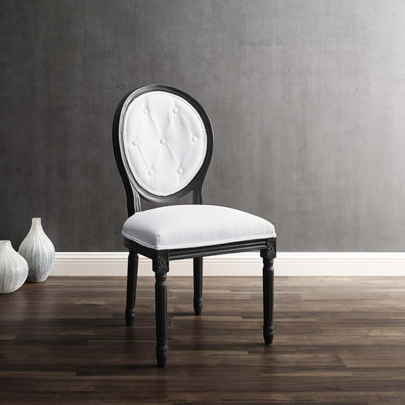 Modway Arise Vintage French Upholstered Fabric Dining Side Chair in Black White