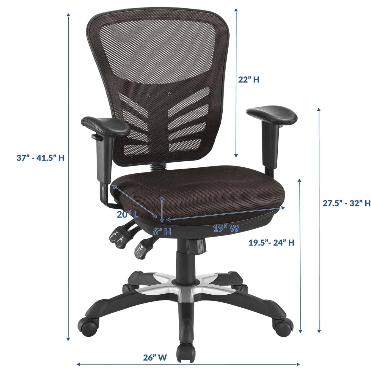Brown Mesh and Leather Adjustable Swivel Office Chair