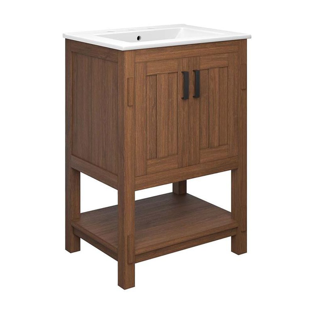 Modway Ashlyn 24” Wood Bathroom Vanity in Walnut White - Walmart.com