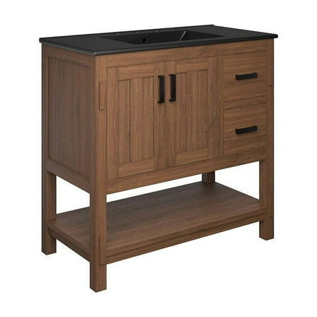 Modway Ashlyn 36” Wood Bathroom Vanity in Walnut Black