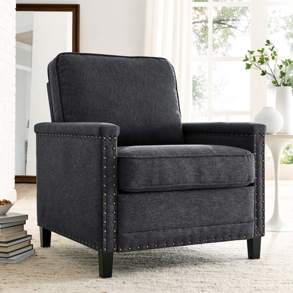 Modway Ashton Upholstered Fabric Armchair in Charcoal
