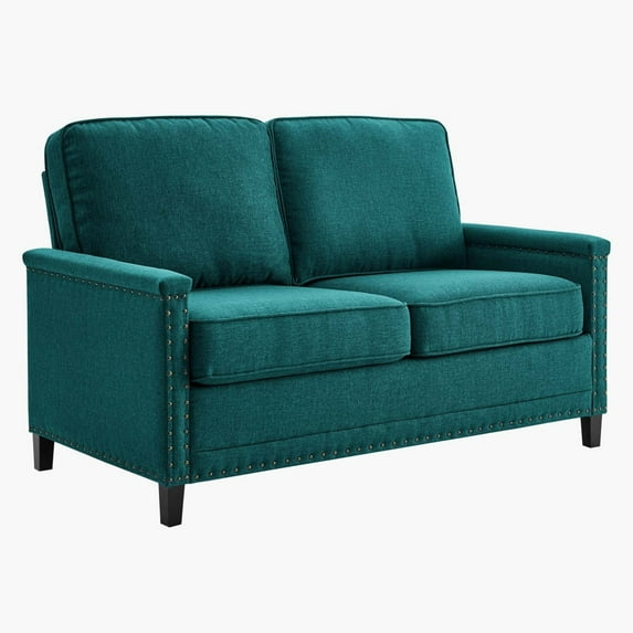 Modway Ashton Upholstered Fabric Loveseat in Teal