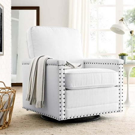 Modway Ashton Upholstered Fabric Swivel Chair in White