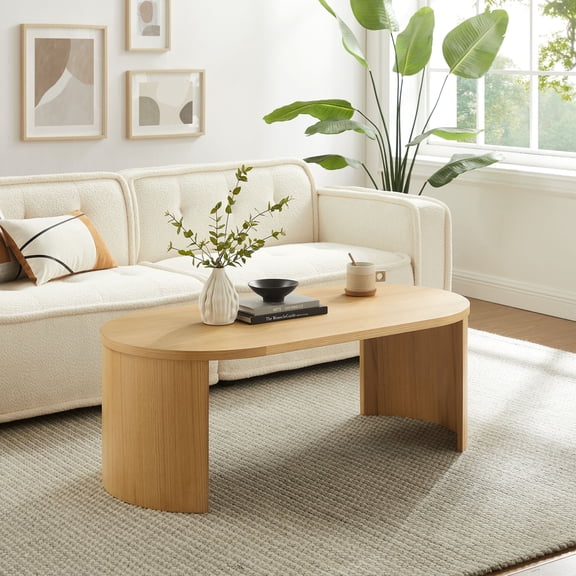 Modway Aspect Oval Wood Coffee Table in Oak