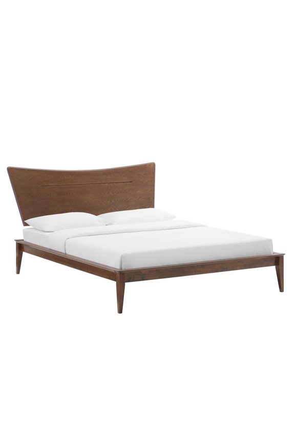 Astra King Rubberwood and MDF Wood Platform Bed in Walnut