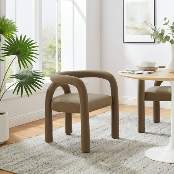 Modway Astrid Performance Velvet Upholstered Dining Chair in Camel