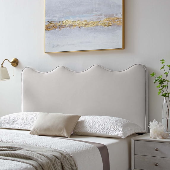 Modway Athena Modern Performance Velvet Twin Headboard in Light Gray