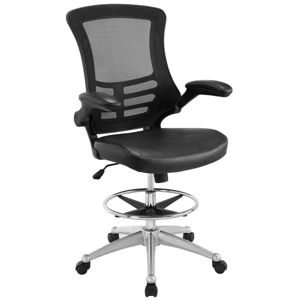 Black Mesh and Vinyl High Back Swivel Drafting Chair