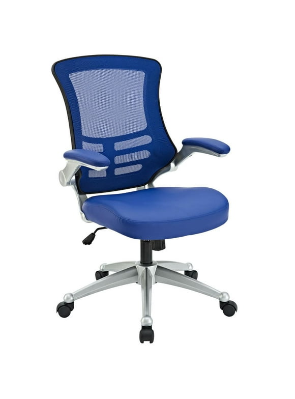 Modway Attainment Modern Style Vinyl Office Chair in Blue Finish