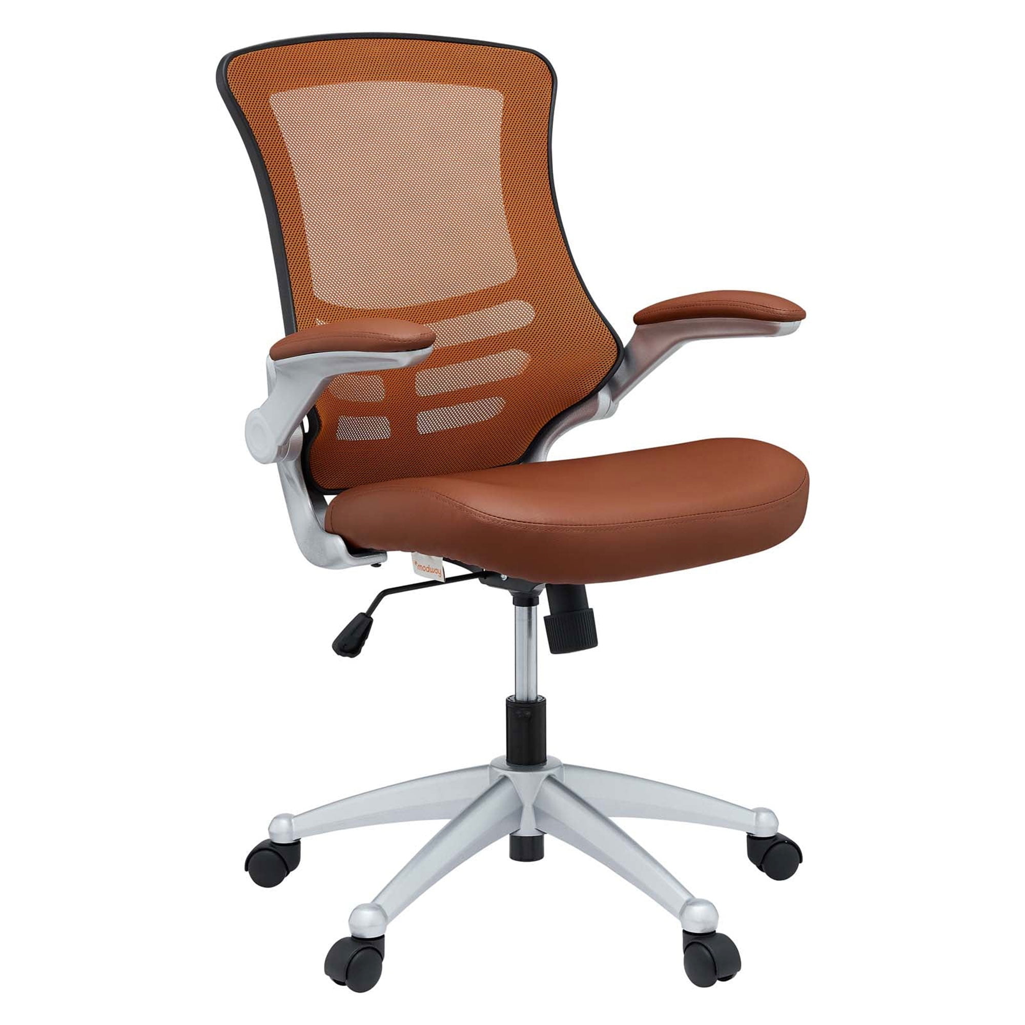 ErgoFlex Tan Leatherette and Mesh Swivel Task Chair with Adjustable Arms