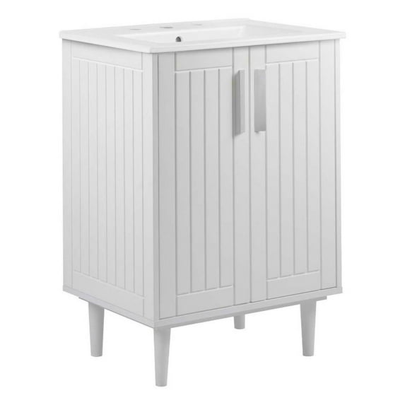 Modway Augusta 24" Modern Style Wood Bathroom Vanity in White