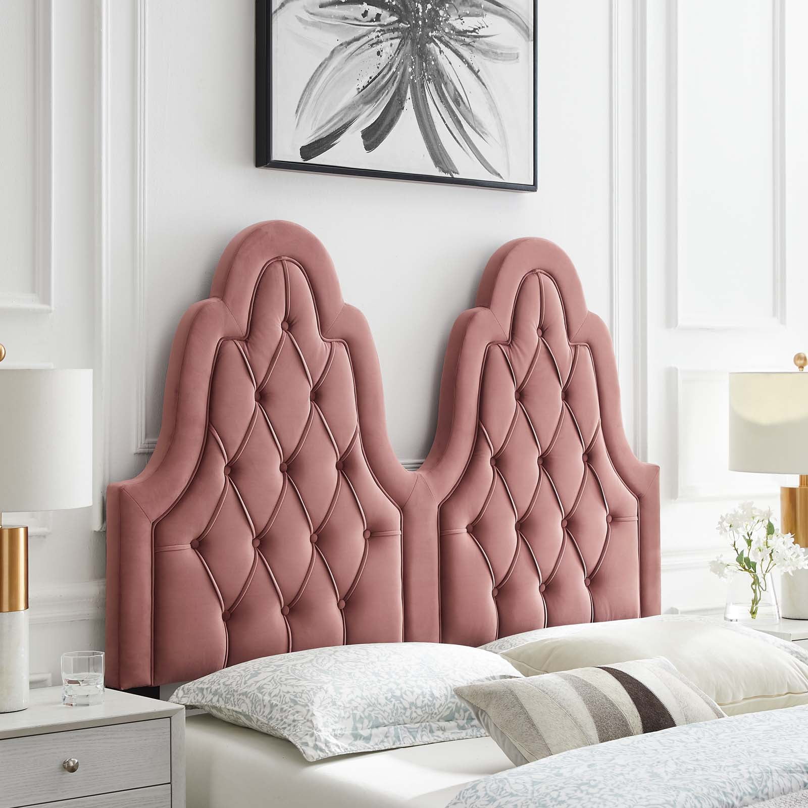 Modway Augustine Performance Velvet King California King Headboard in Dusty Rose
