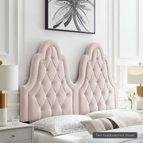 Modway Augustine Tufted Performance Velvet Twin Headboard in Pink