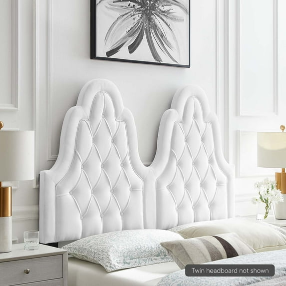 Modway Augustine Tufted Performance Velvet Twin Headboard in White