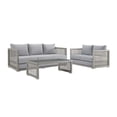 thumbnail image 1 of Modway Aura 3 Piece Outdoor Patio Wicker Rattan Set in Gray Gray by Modway, 1 of 8