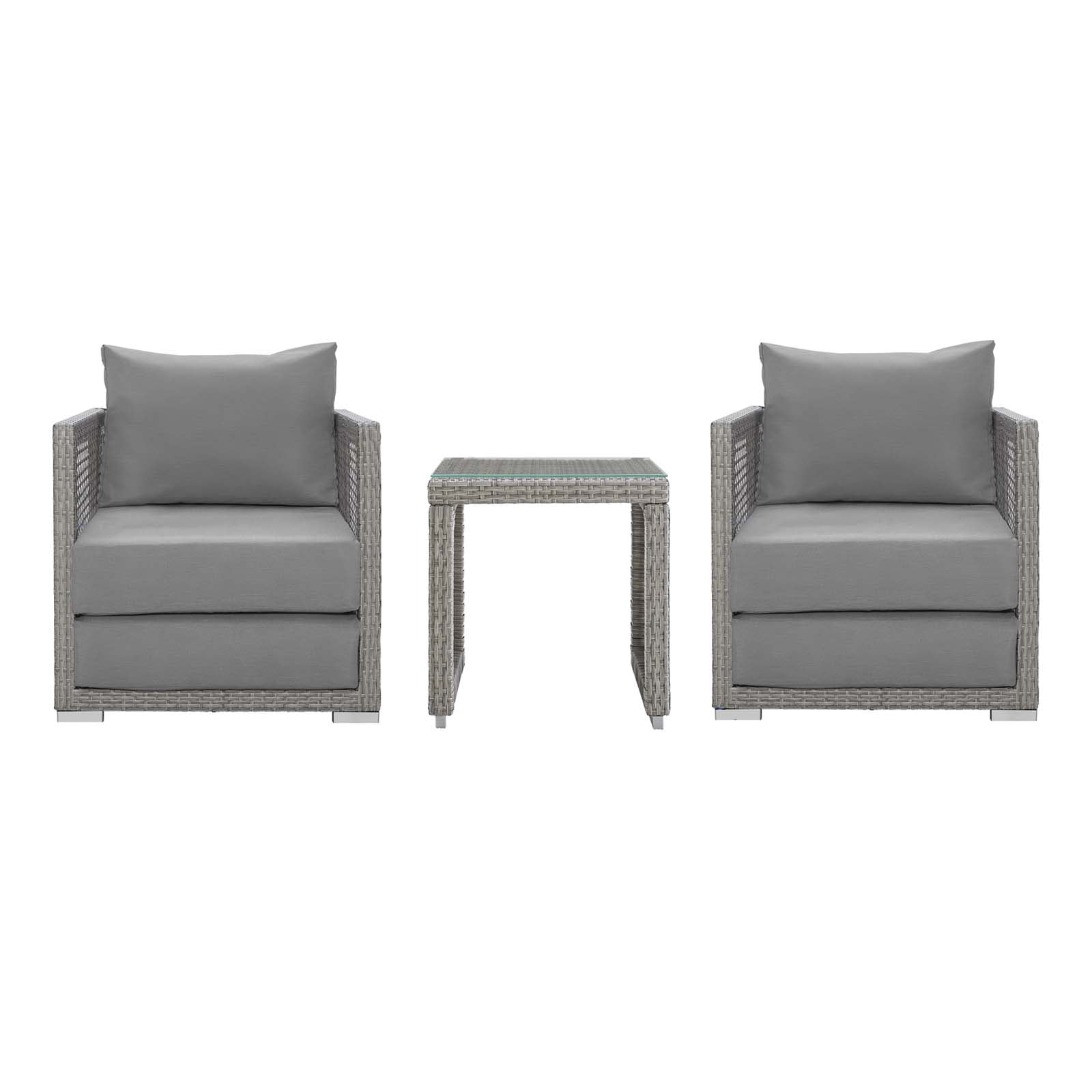 Gray 3-Piece Outdoor Wicker Rattan Patio Set