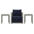 thumbnail image 1 of Modway Aura 3 Piece Outdoor Patio Wicker Rattan Set in Gray Navy by Modway, 1 of 7