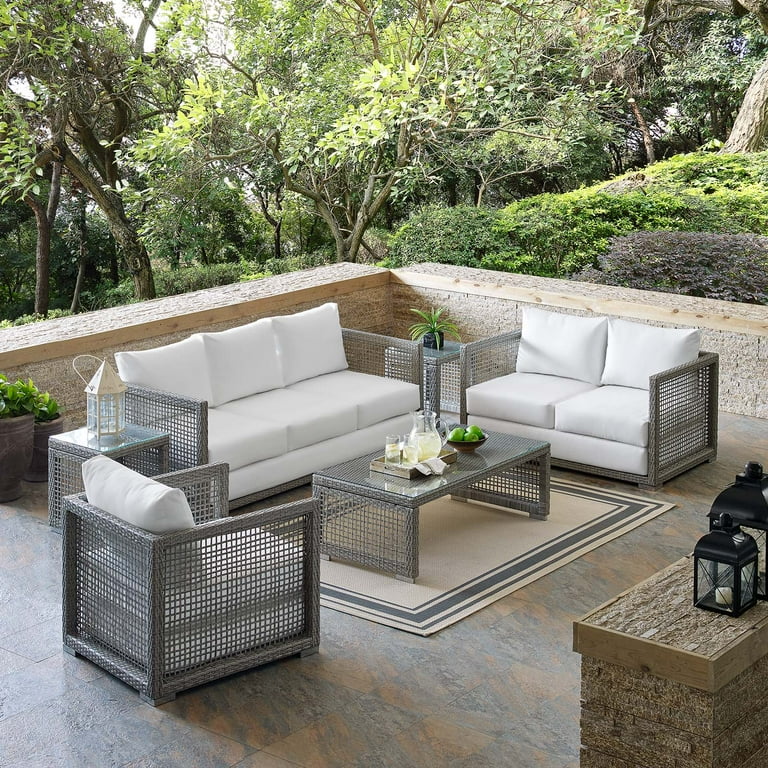 Modway Aura 6 Piece Outdoor Patio Wicker Rattan Set