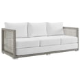 thumbnail image 1 of Modway Aura Modern Rattan & Fabric Outdoor Patio Sofa in Gray and White, 1 of 8