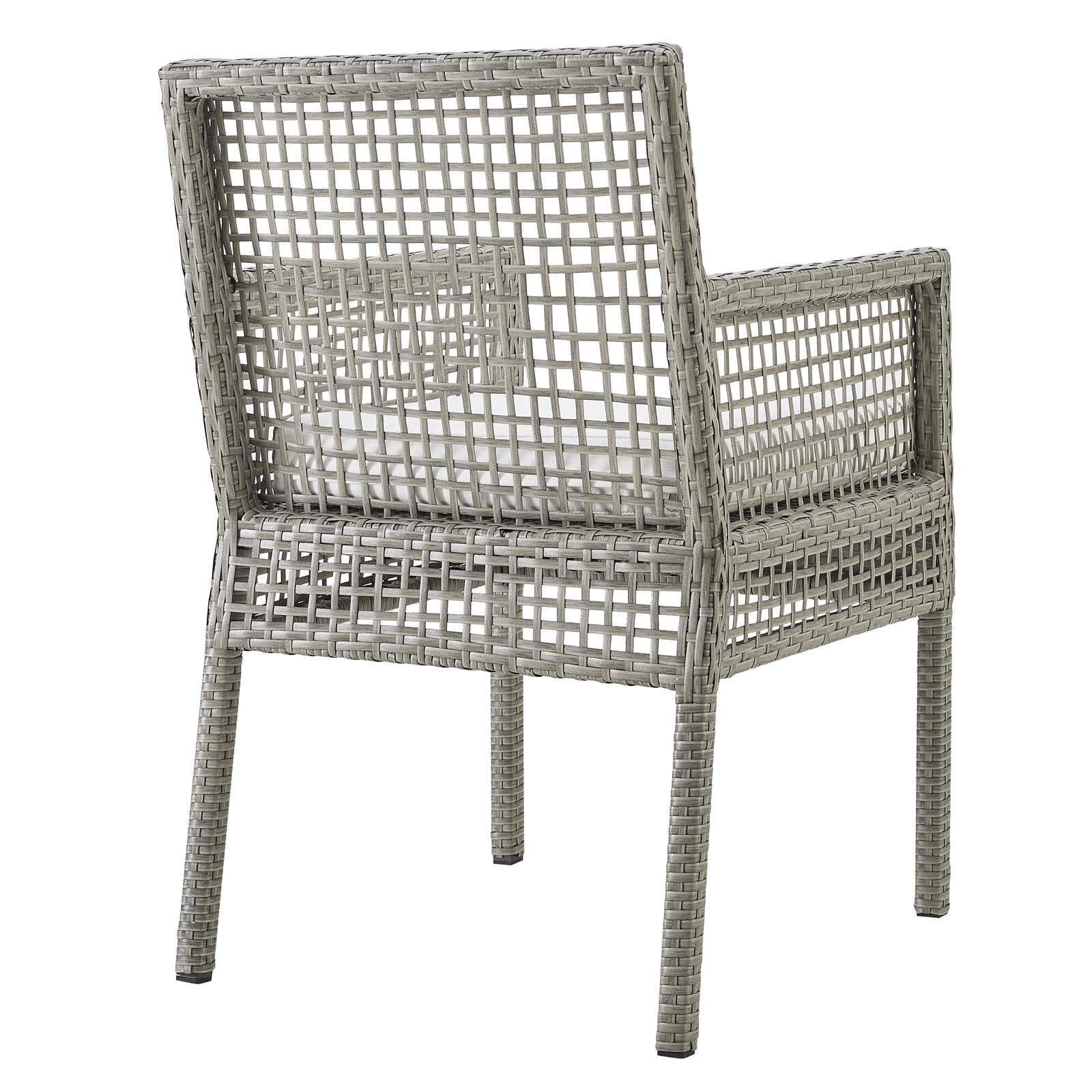 Gray Wicker Rattan Outdoor Dining Chair with Cushions