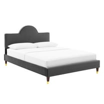 Modway Aurora Performance Velvet King Bed in Charcoal