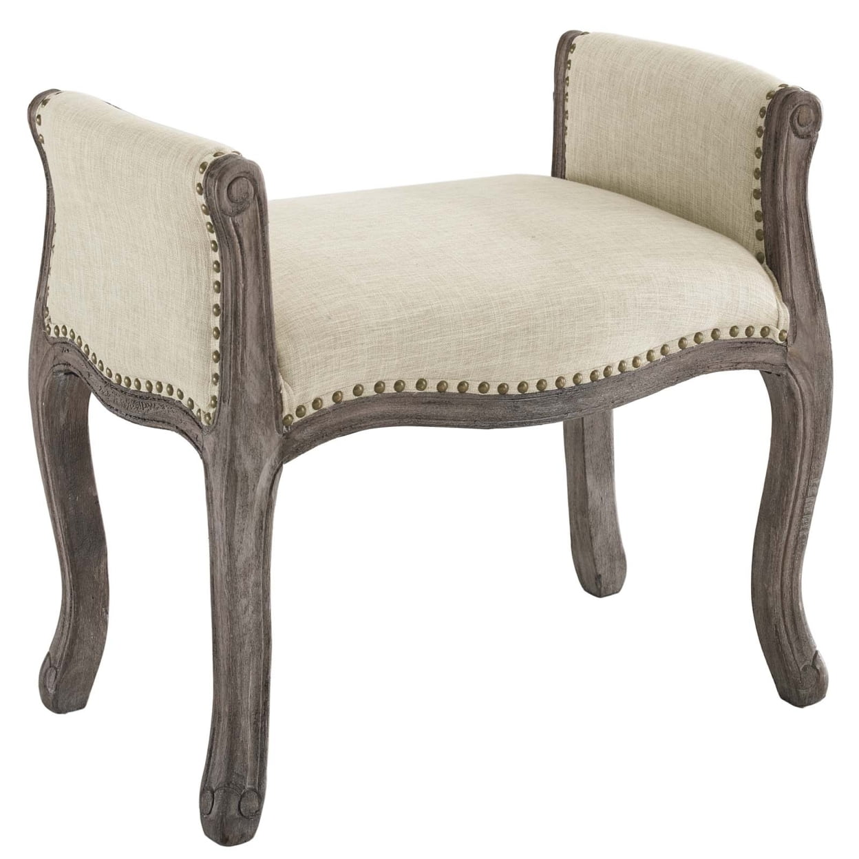 Avail 27'' Beige French-Inspired Upholstered Bedroom Bench