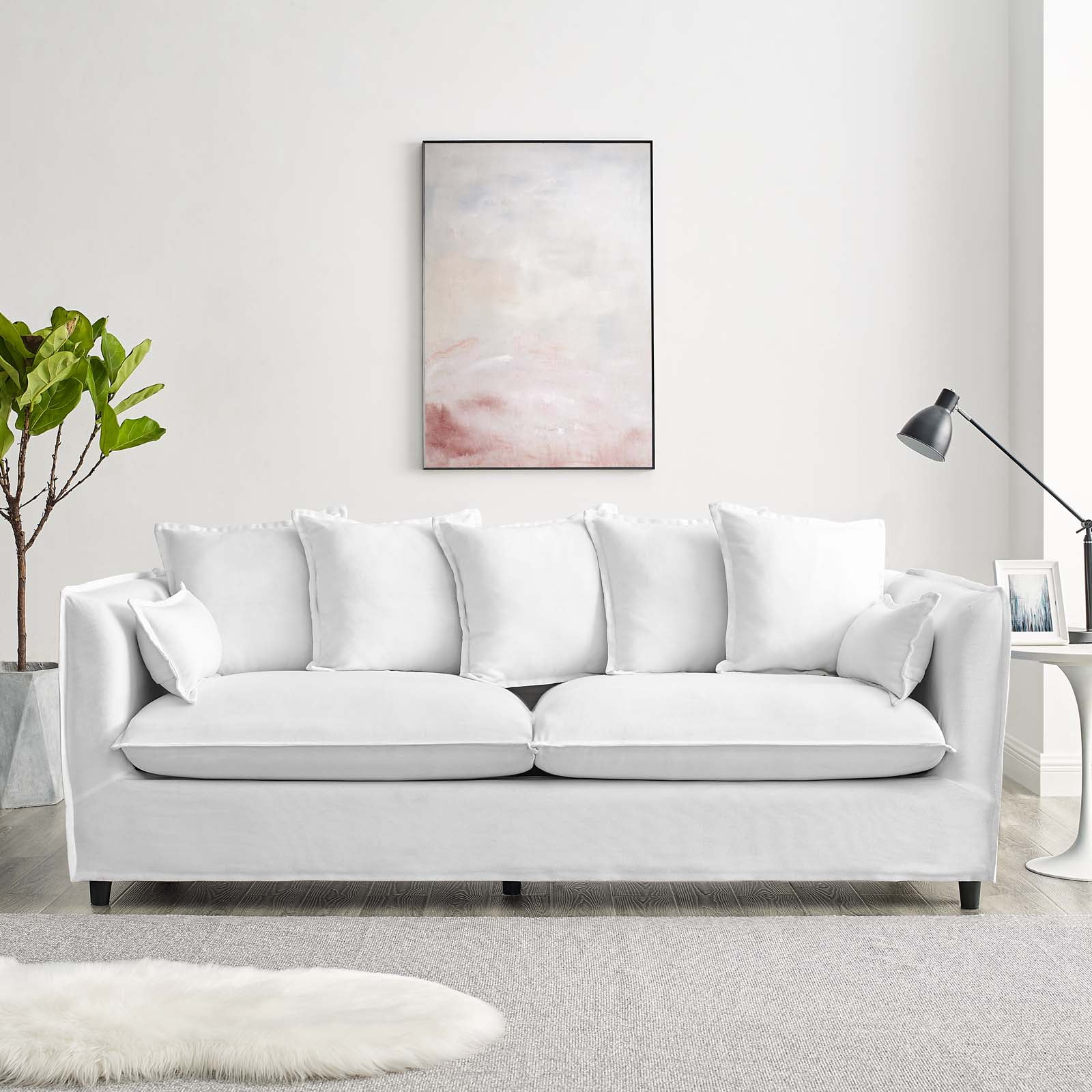 Modway Avalon Slipcover Fabric Sofa in White