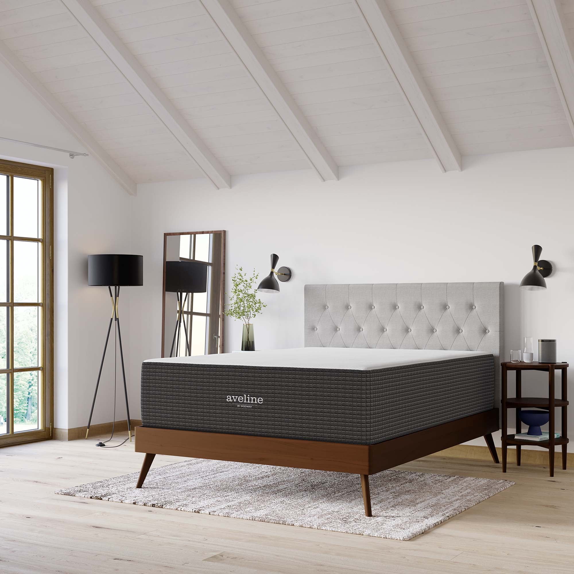 Modway Aveline 16" Modern Style Memory Foam Queen Mattress in White