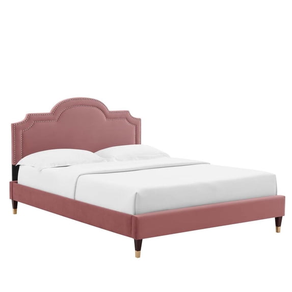Modway Aviana Performance Velvet Full Bed in Dusty Rose