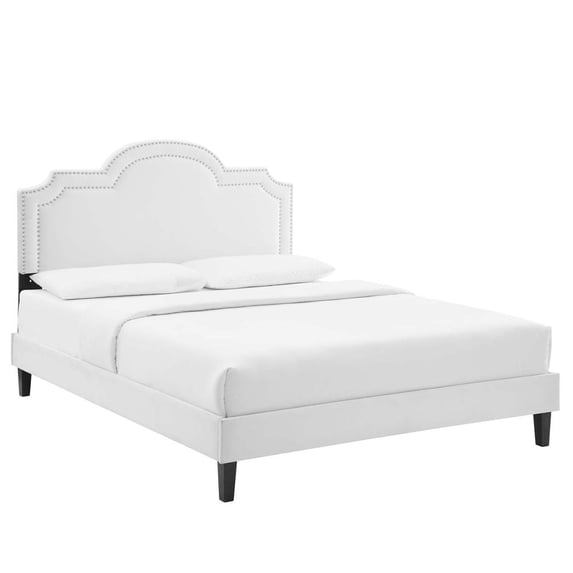 Modway Aviana Performance Velvet King Bed in White