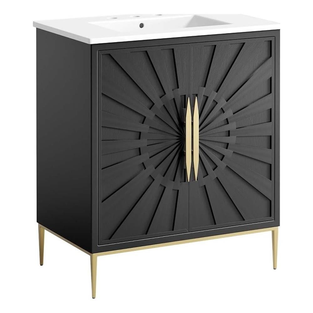 Awaken 30" Black and White Wood Bathroom Vanity