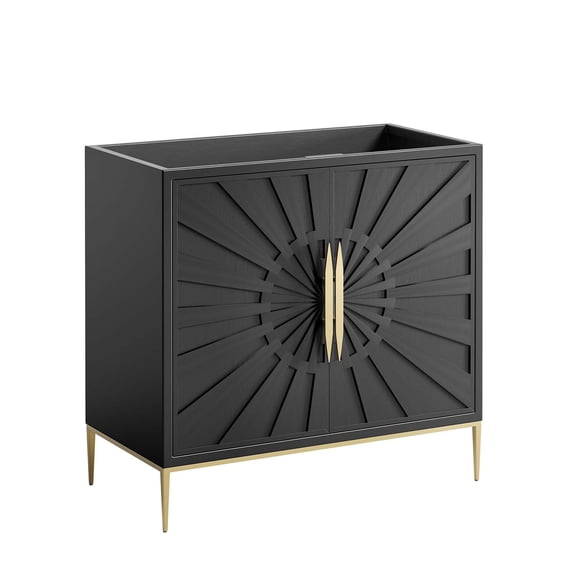 Modway Awaken 36" Solid Wood and MDF Bathroom Vanity Cabinet in Black