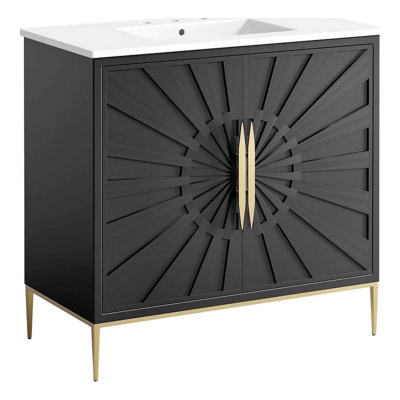 Awaken 36" White and Gold Freestanding Bathroom Vanity