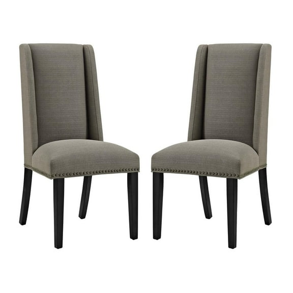 Modway Baron 19.5" Fabric & Wood Dining Chair in Granite Gray (Set of 2)