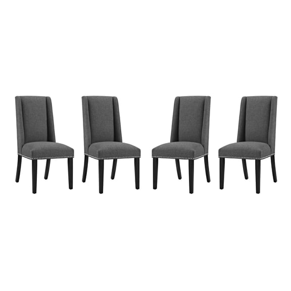 Modway Baron 20.5" Solid Rubberwood Polyester Dining Chair in Gray (Set of 4)