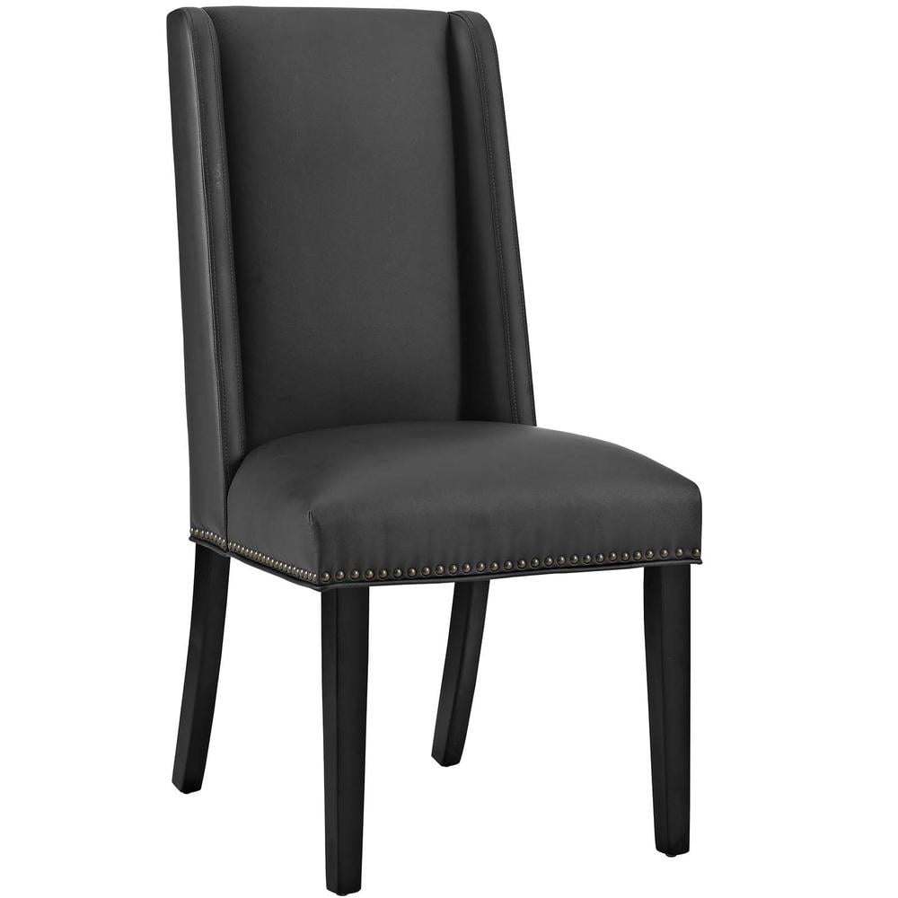 Black Faux Leather High Back Parsons Side Chair