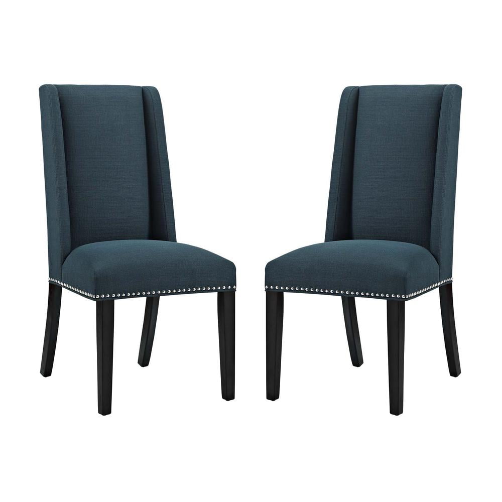 Azure Elegance High-Back Upholstered Wood Side Chair