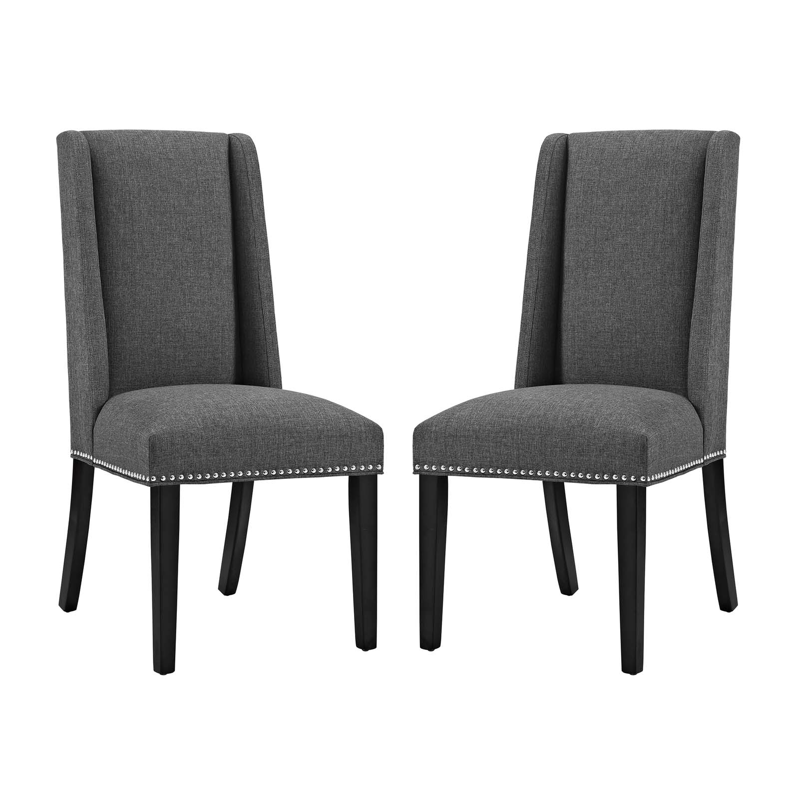 Modway Baron Dining Chair Fabric Set of 2 in Gray