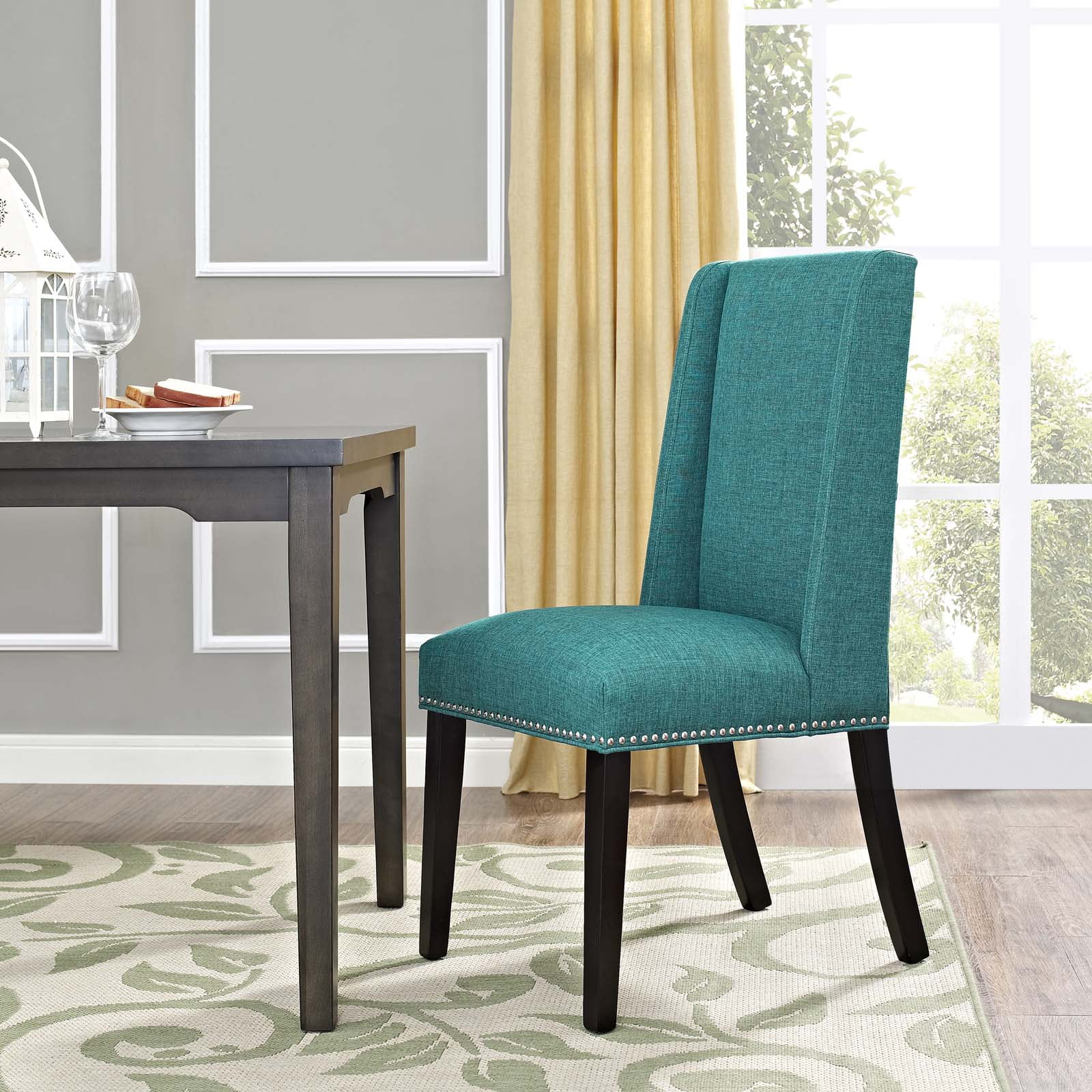 Modway Baron Fabric Dining Chair in Teal