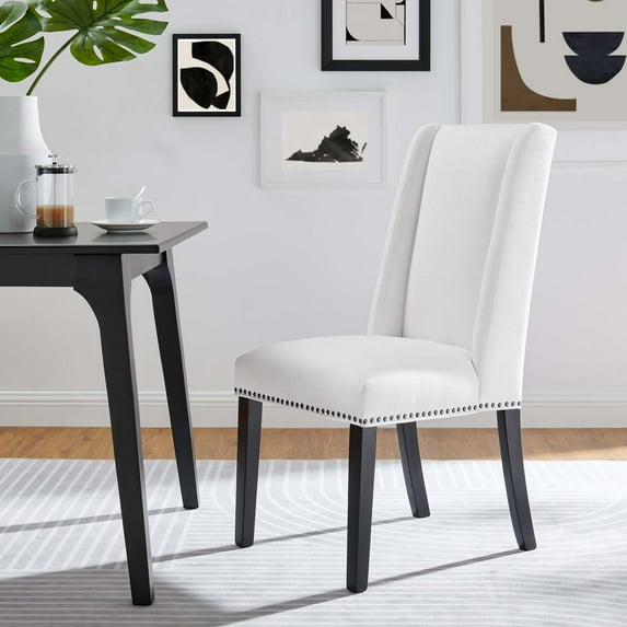 Modway Baron Fabric Dining Chair in White