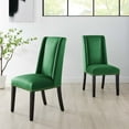 thumbnail image 1 of Modway Baron Performance Velvet Dining Chairs - Set of 2 in Emerald, 1 of 9